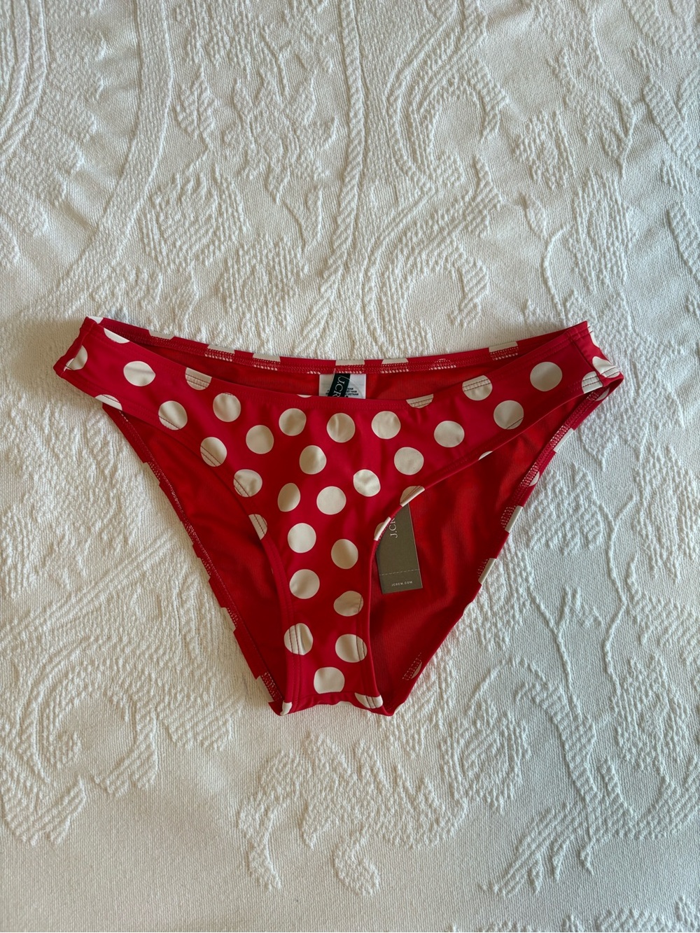 J. Crew Red and White Polka Dot Bikini Bottoms